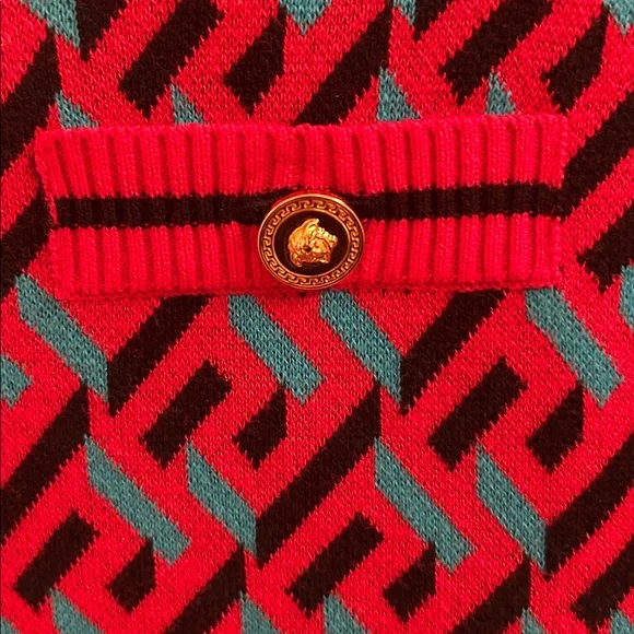 Versace Red and Blue Patterned Dress
